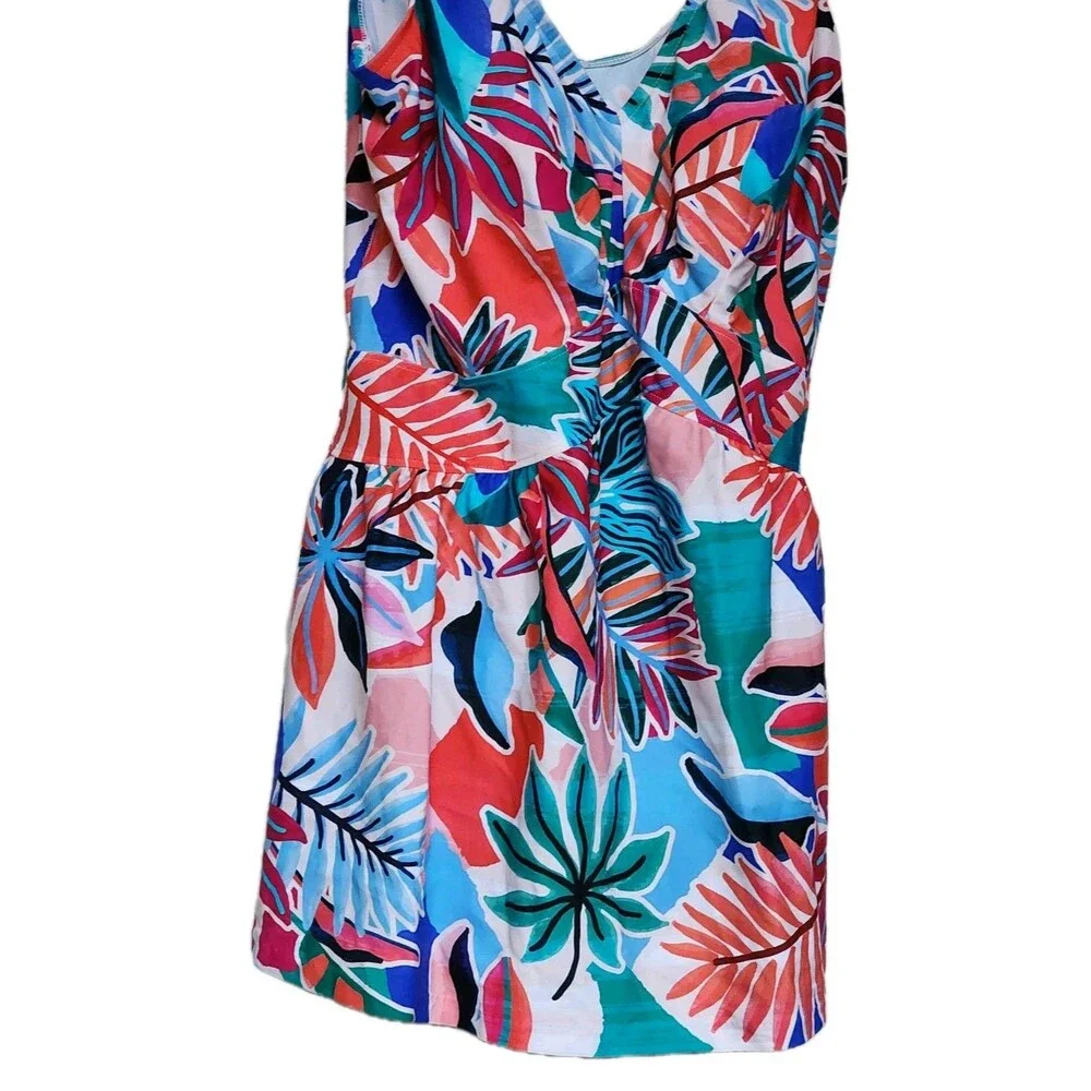Maxine Of Hollywood Swimsuit Women's 16 Multicolor Tropical Tummy Control NWT